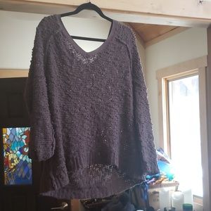 Free people brown knit off the shoulder sweater